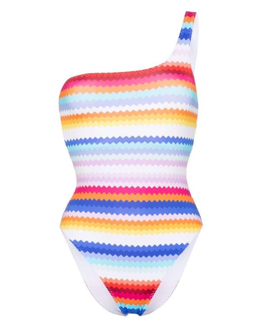 Missoni White Zigzag-print One-shoulder Swimsuit