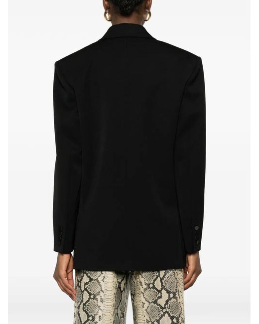 Saint Laurent Black Double-Breasted Peak-Lapel Blazer