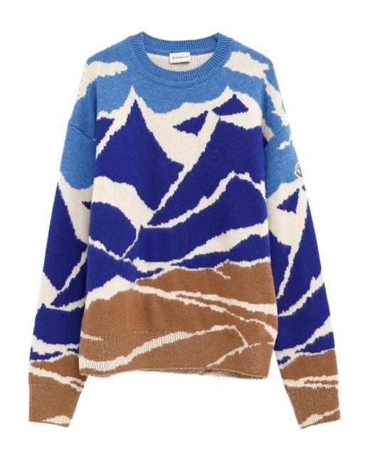 Maglione Con Motivo Jacquard di Moncler in Blue da Uomo