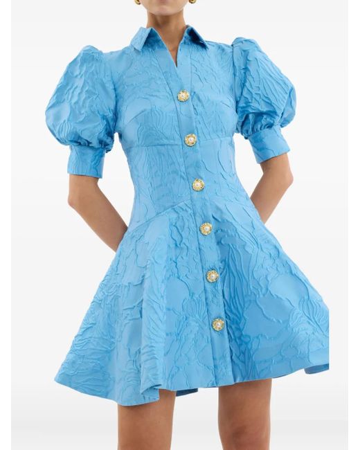 Robe Courte À Manches Bouffantes Rebecca Vallance en coloris Blue