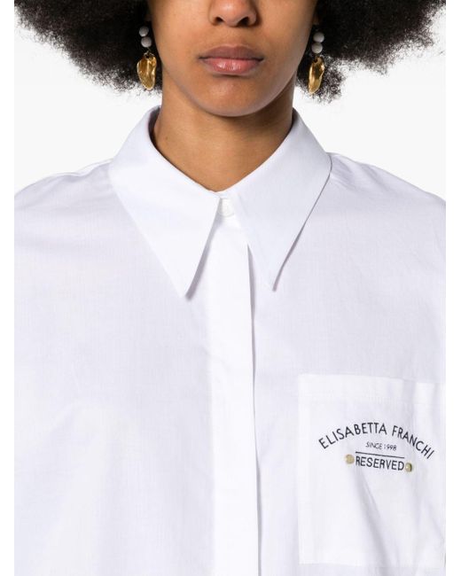Camisa con logo bordado Elisabetta Franchi de color White