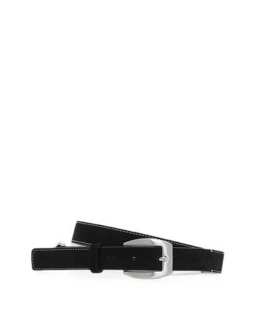 NN07 White Dual Contrast-Stitch Suede Belt for men