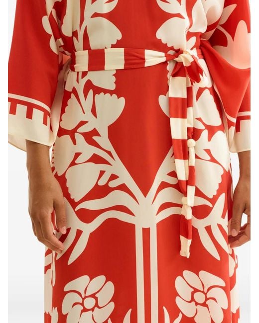 Eres Red Holi V-Neck Kaftan