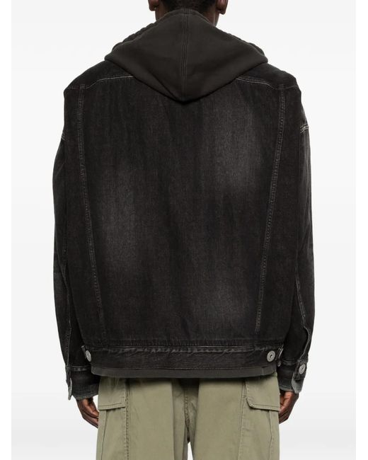 Maison Mihara Yasuhiro Black Hooded Chest-Pocket Denim Jacket for men