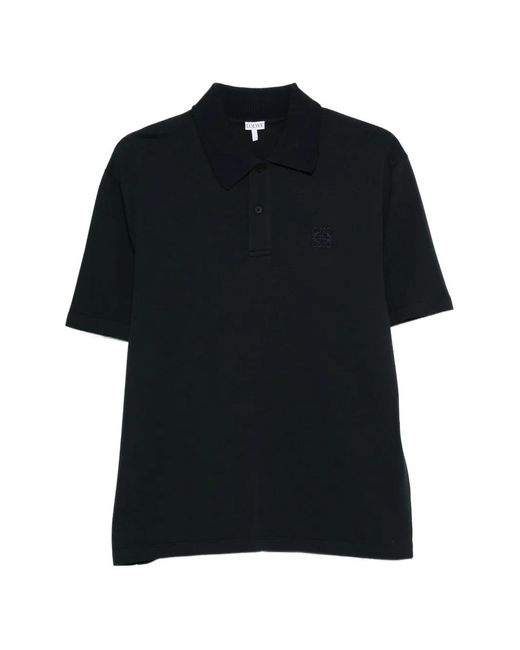 Loewe Black Embroidered-Logo Polo Shirt for men