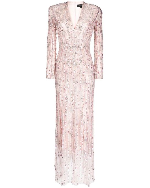Jenny Packham Pink Vivien Sequin-embellished Gown