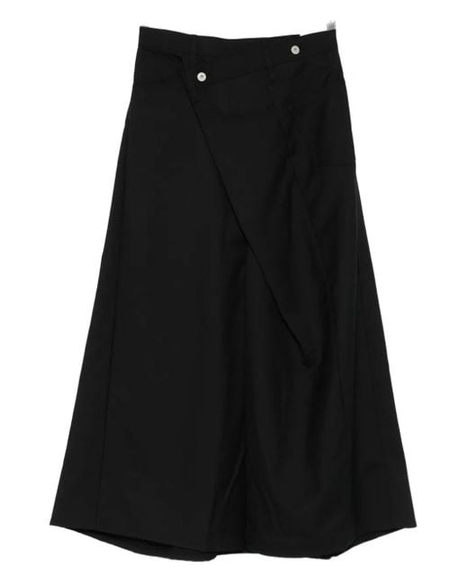 Junya Watanabe Black Panelled Wool-Blend Skirt