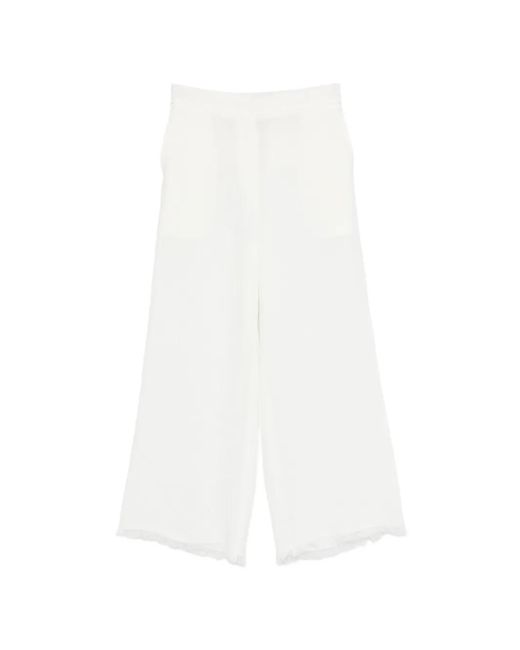 Antonelli White Frayed-Hem Trousers