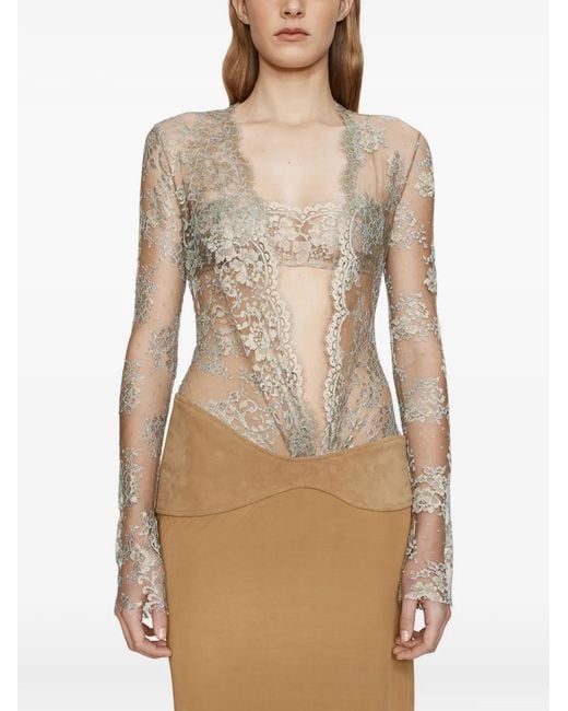 Christopher Esber Natural Sèpienne Lace Belted Gown