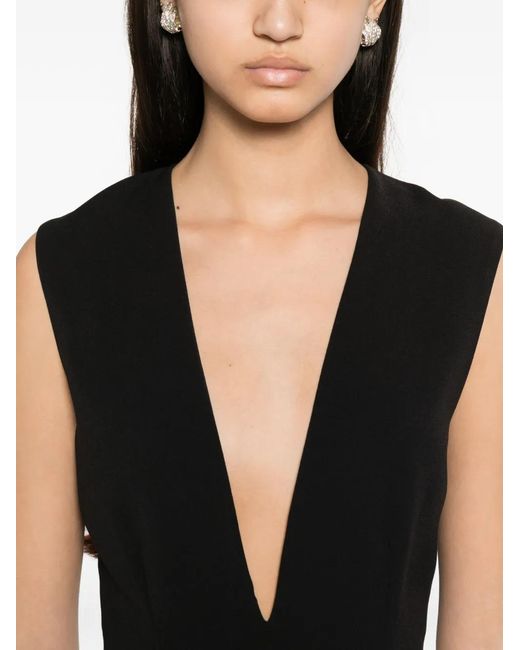 Solace London Black Althea Plunging V-Neck Sleeveless Maxi Dress