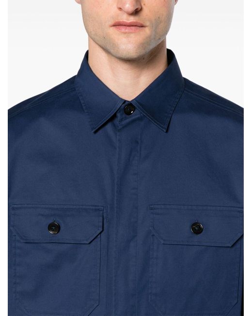 Zegna Blue Patch-pocket Twill Shirt for men