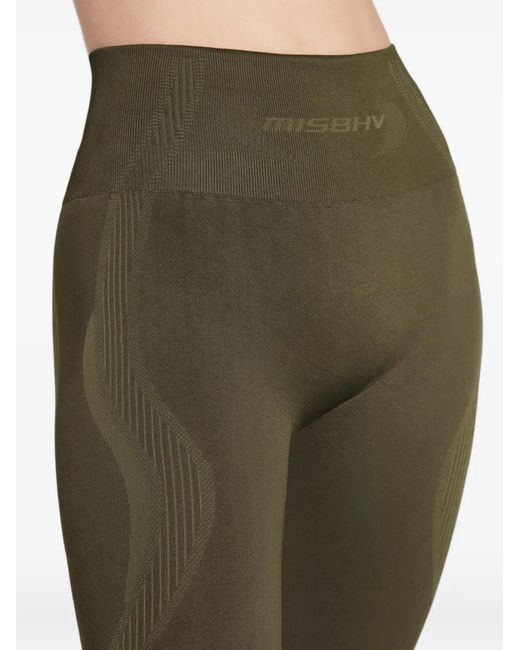 M I S B H V Green Jacquard Logo Striped Capri Leggings