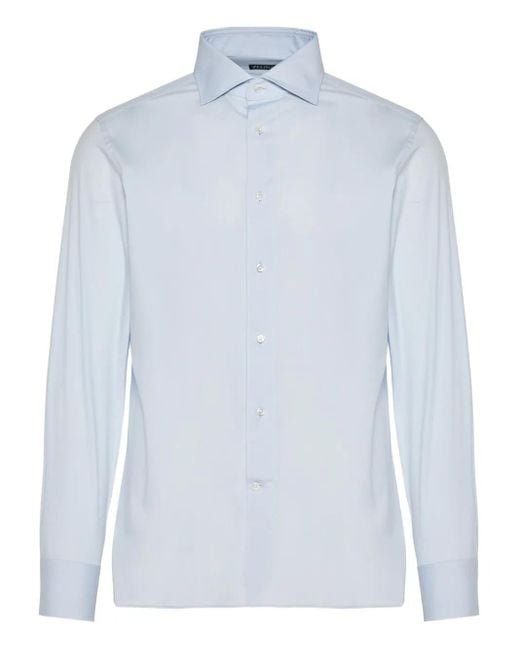 Zegna Blue Buttoned Shirt for men