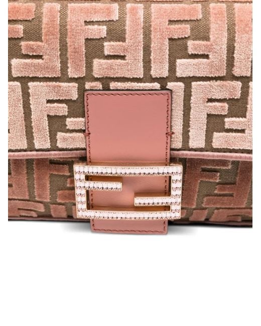 Borsa A Spalla Baguette Media Con Motivo Ff di Fendi in Pink