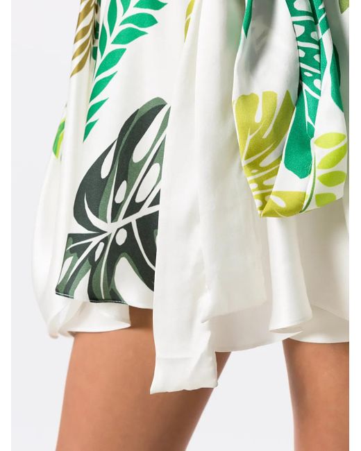 Amir Slama White Palm Leaf Print Beach Dress