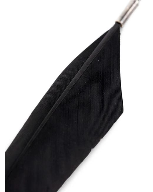 Ann Demeulemeester Metallic Feather-Detail Drop Earrings