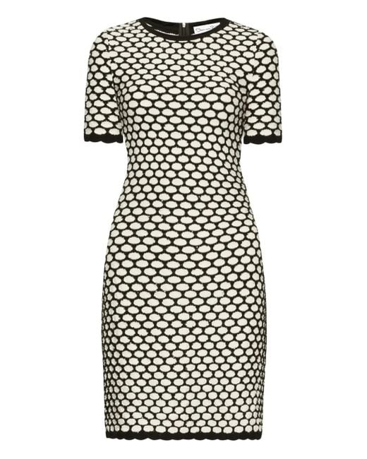 Oscar de la Renta White Two-Tone Mini Dress