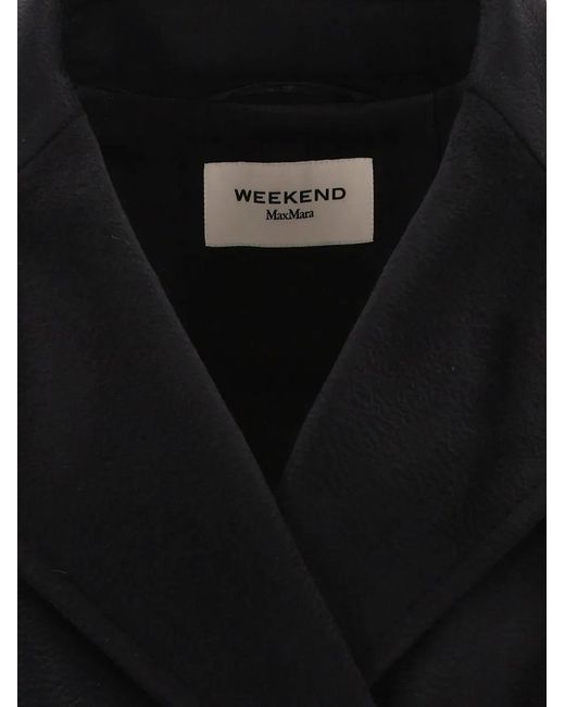 Weekend by Maxmara Black Manteau Croisé À Taille Ceinturée