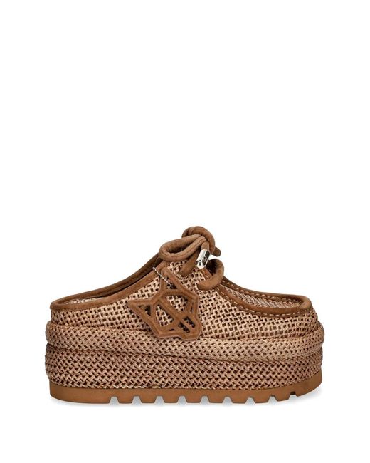 Naked Wolfe Brown Blizzard Raffia Mules