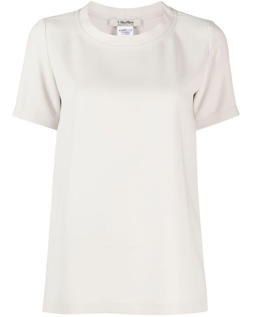 Max Mara White T-Shirt mit rundem Ausschnitt