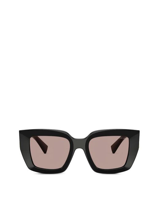 Miu Miu レディース ブラック スクエアフレーム サングラス
