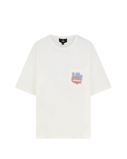 Represent White Graphic-Print Pocket T-Shirt for men