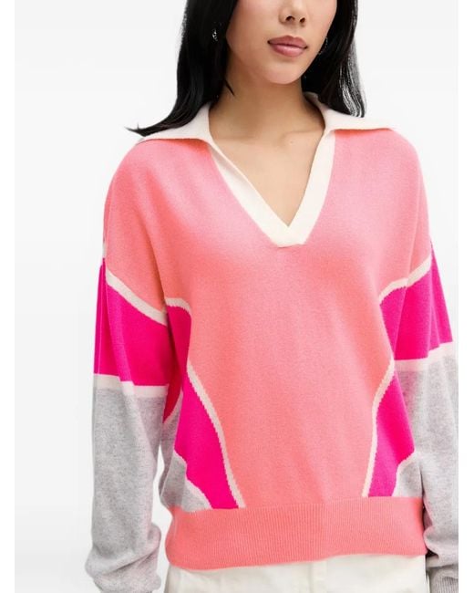 From Future Pink Colour-Block Polo-Collar Sweater