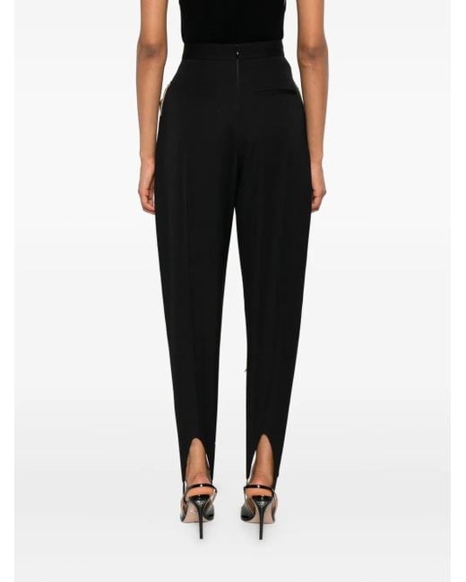 Burc Akyol Black Draped-Detail Stirrup Trousers