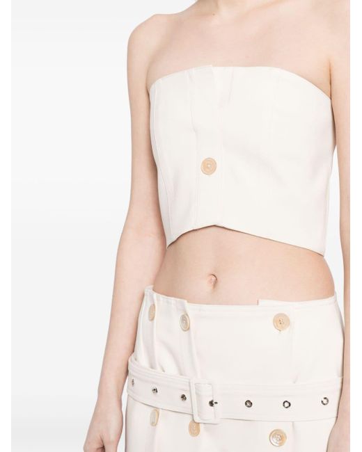 ROKH White Button-embellished Cropped Top