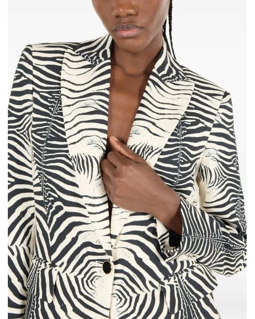 Roberto Cavalli Black Tiger-Print Blazer