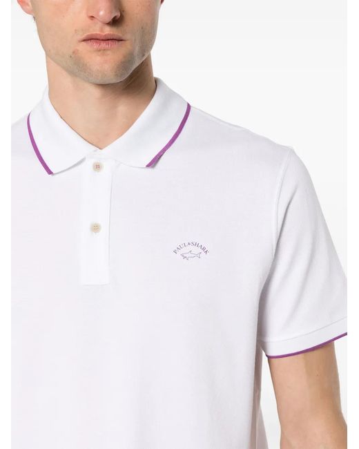 Paul & Shark White Cotton Polo for men