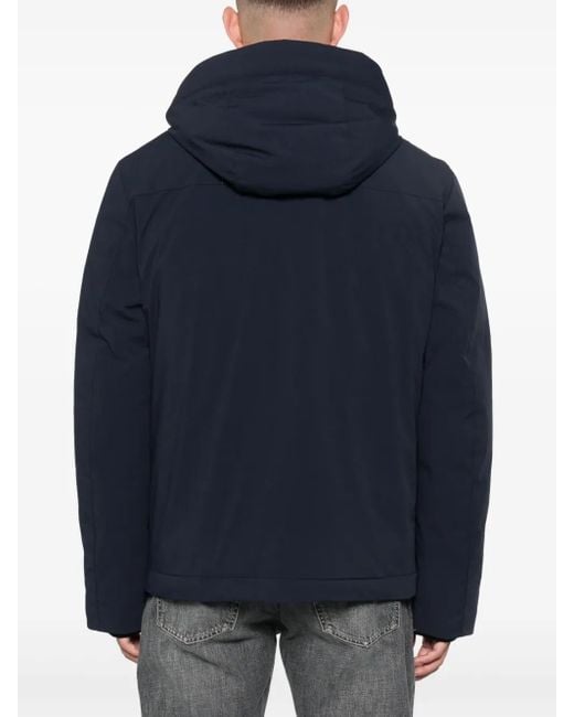 Woolrich Blue Padded Jacket With Detachable Hood for men