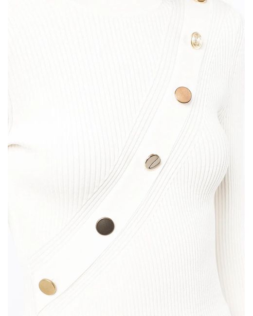 McQueen White Ribbed-Knit Button-Detail Top