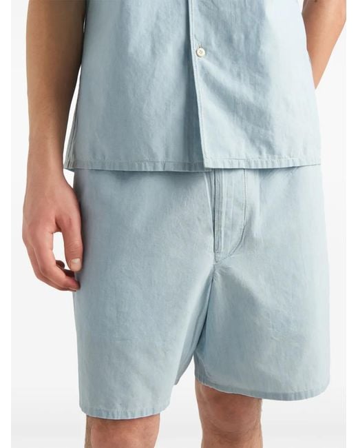 Prada Blue Triangle-Patch Elasticated-Waist Shorts for men