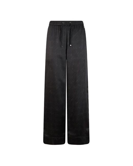 Herno Black Drawstring Wide-Leg Trousers