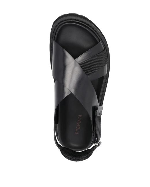 Premiata Black Crossover-Strap Leather Sandals