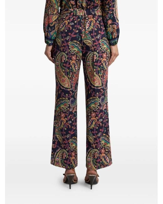 Etro Gray Floral-Paisley Bootcut Trousers