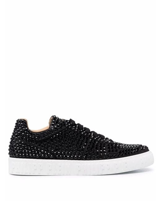 Philipp Plein Black King Power Stud-Embellished Sneakers for men