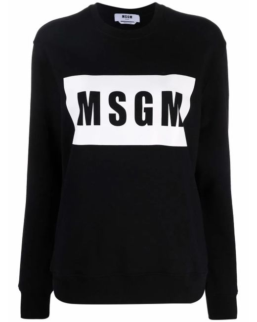 MSGM Black Logo-Print Cotton Sweatshirt