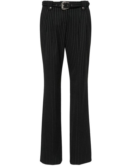 Pantalon droit à fines rayures Versace en coloris Black