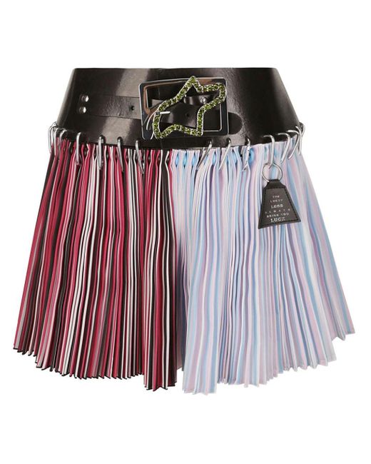 Chopova Lowena Red Statement-belt Pleated Mini Skirt