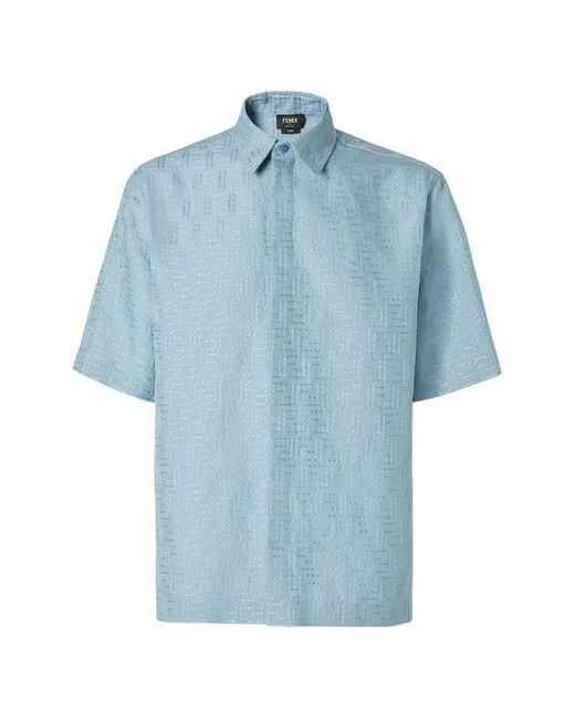 Fendi Blue Chemise En Jacquard Ff for men