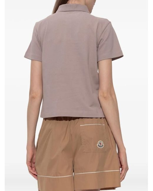 Polo À Patch Logo Moncler en coloris Gray