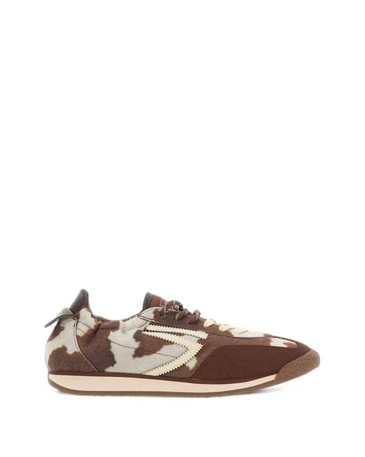 PURAAI Brown Panther Cow-Print Low-Top Sneakers