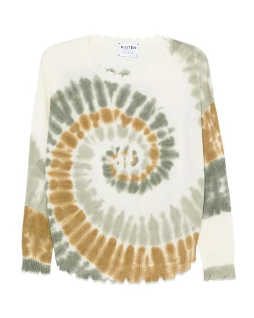 Kujten Trui Met Tie-Dye Print En Franje in het White