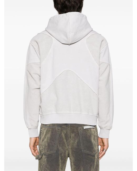M I S B H V White Patchwork Jersey Hoodie for men