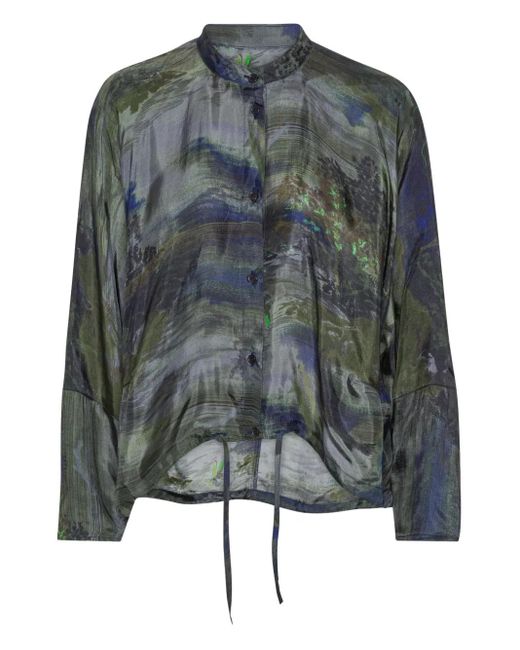 Henrik Vibskov Top Met Abstracte Print En Trekkoord in het Gray