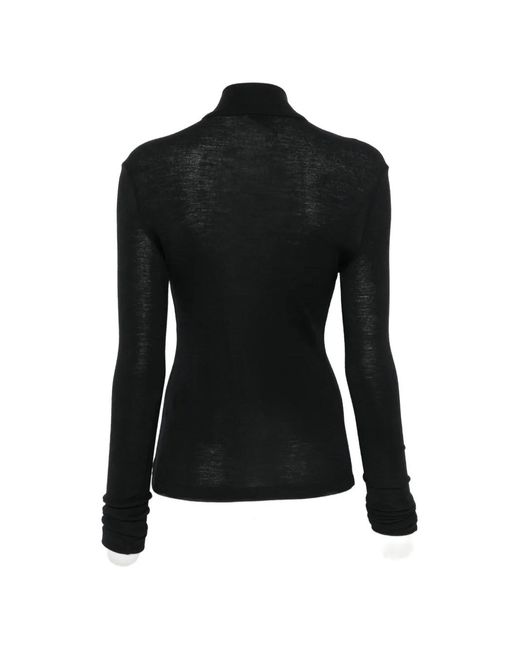Alysi Black Button-Up Turtleneck Sweater