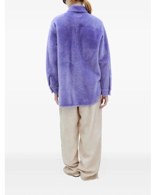 Marni Purple Button-Up Shearling Jacket