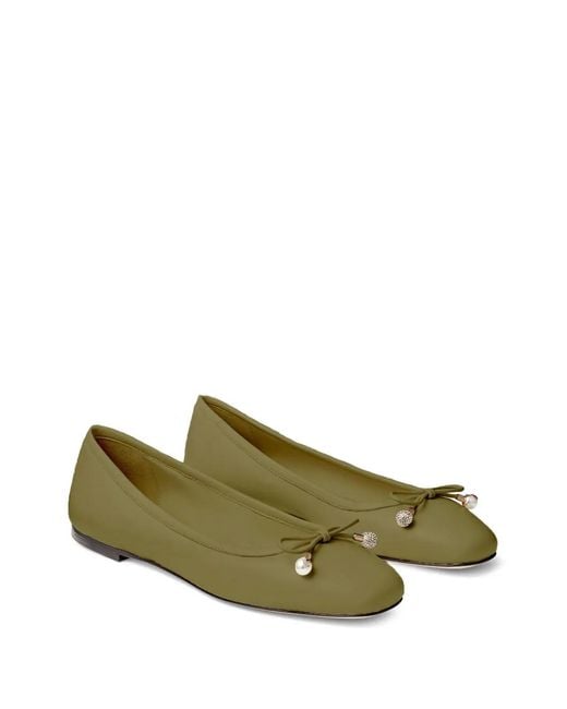 Jimmy Choo Green Elme Flat Pumps
